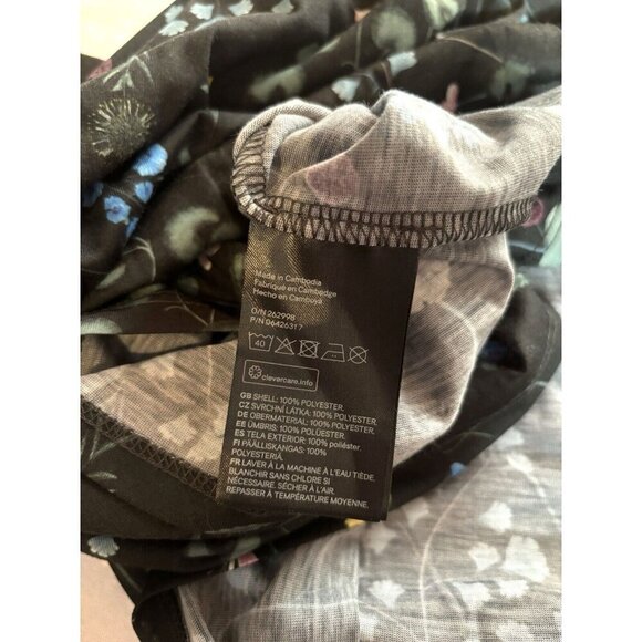 Anna Glover H&M Woman's Plus Size S Black Floral Print Top Spring Flowy Blouse - Picture 7 of 7